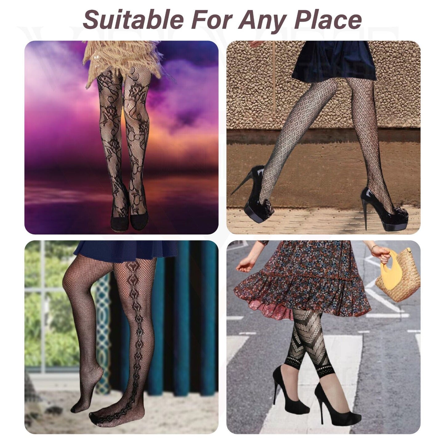 Sexy  Sheer Fishnet Tights High Waist Mesh Pantyhose Patterned Stocking Black