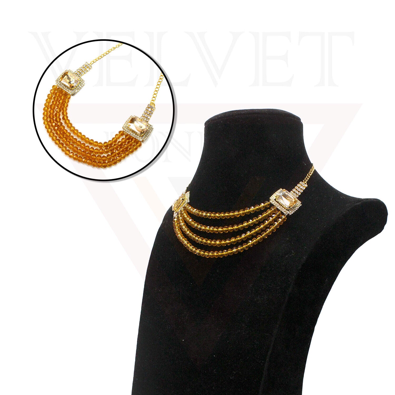 Necklace Pearl Earrings Set Crystal Choker multilayer Beads Girls Jewellery Sets