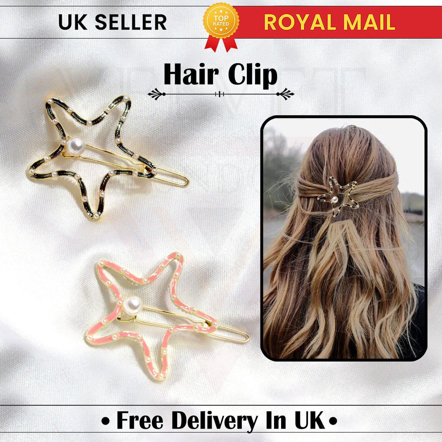 Hair Clips Star Shape Pearl Korean Snap Clips Slider Grips Pins Hair Accessories