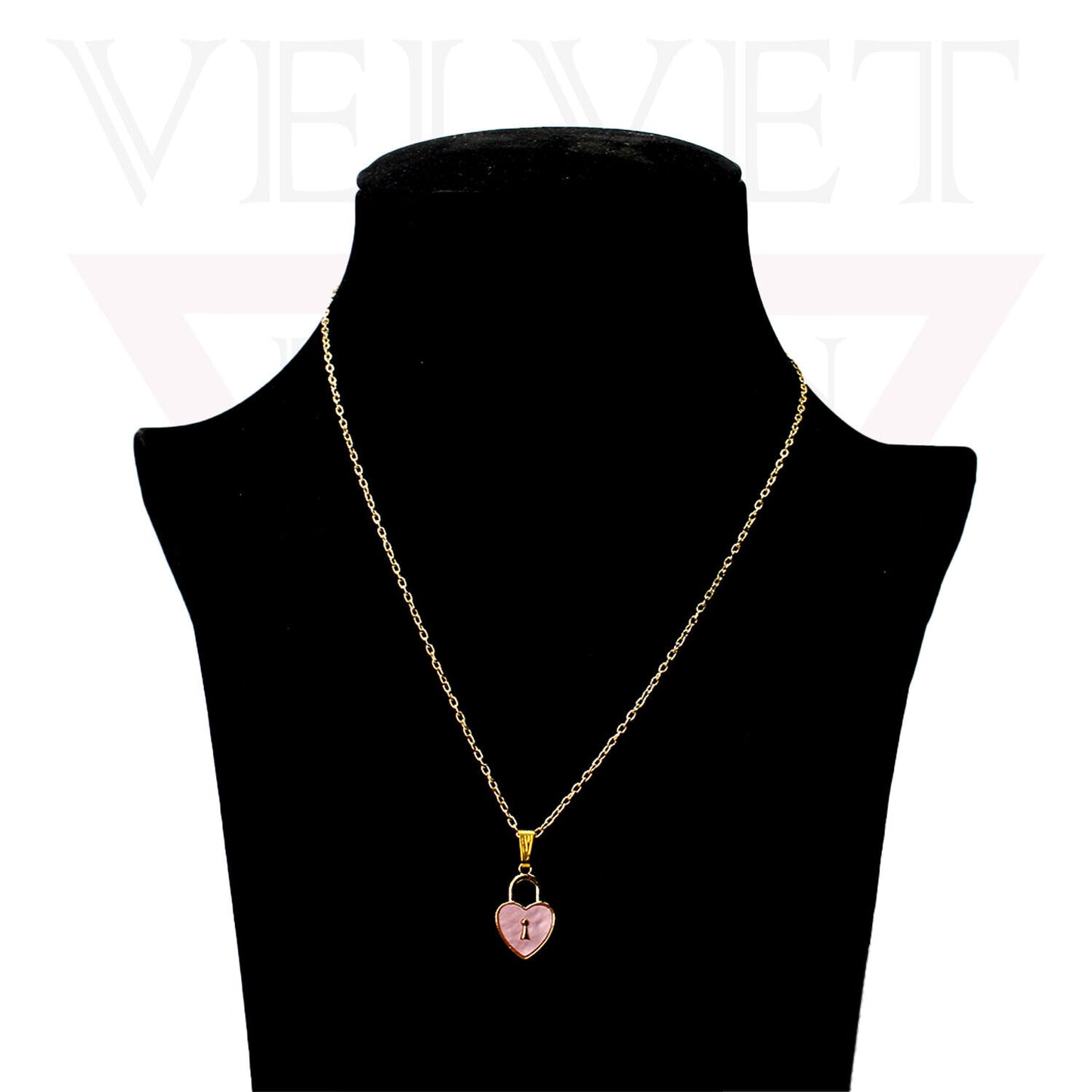 Heart Pendant Necklace Small Colour Lock Golden Chain Vintage Delicate Choker UK