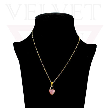 Heart Pendant Necklace Small Colour Lock Golden Chain Vintage Delicate Choker UK