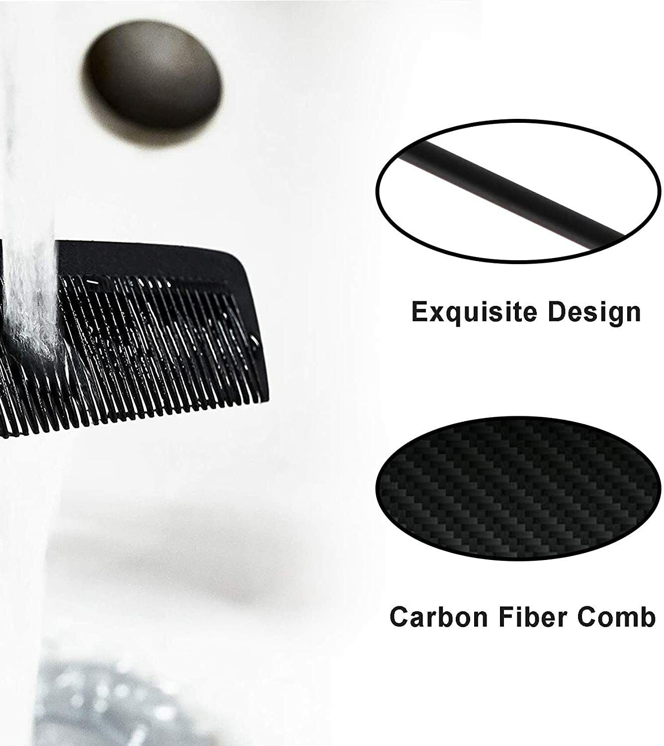 10X Handle Comb Carbon Comb, Break-Proof Antistatic For Hair & Beard For Men