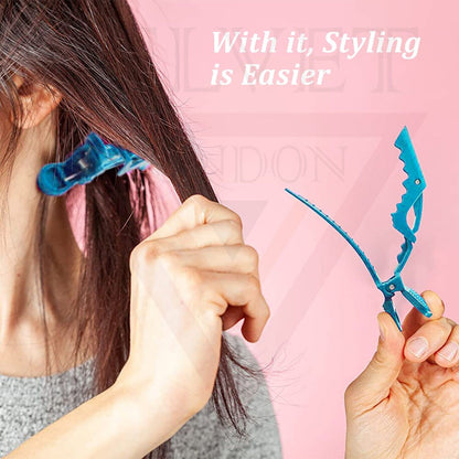 12x Crocodile Hair Clip Clamp Sky Blue Hairdressing Wide Teeth Salon Sectioning