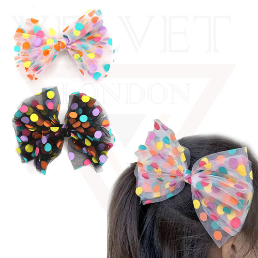 Dotted Hair Bows Ribbon Clips Glitter Hair Pins Colourfull Hair Slides Barrattes