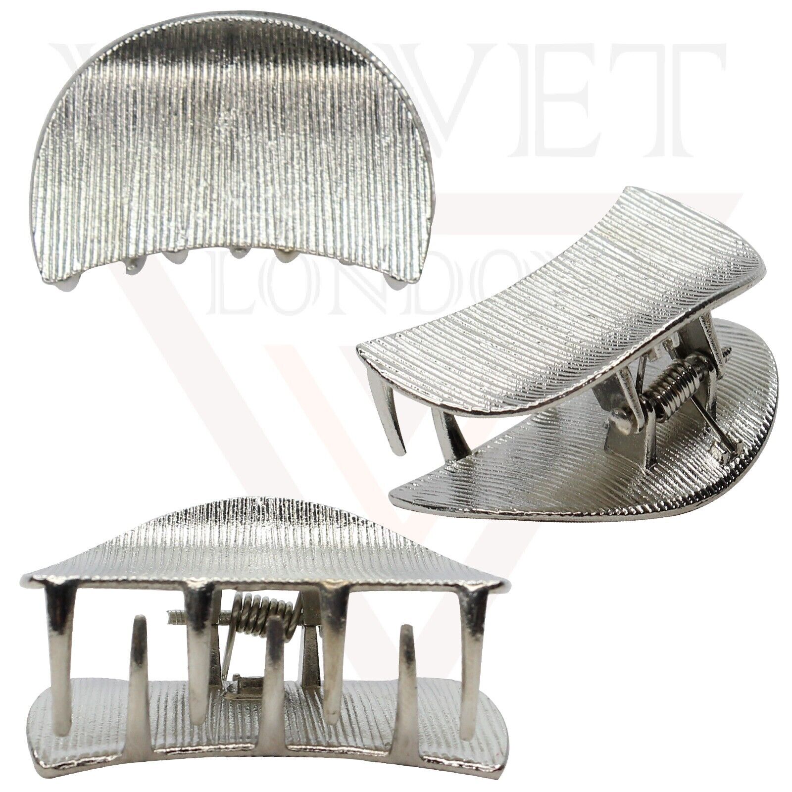 2x Lining Hair Claw Half Moon Shape Metal Hair Clips Jaw Clamp Hair Accessories