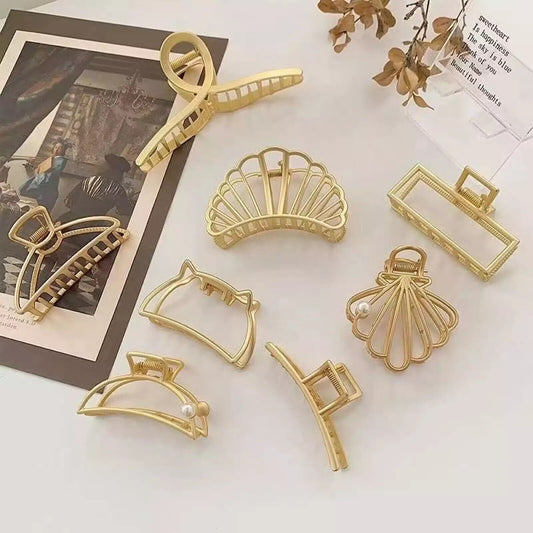 Hair Claws Clips Hair Clamp Golden Metal Mini Hair Jaw Clutchers Barrettes Pins