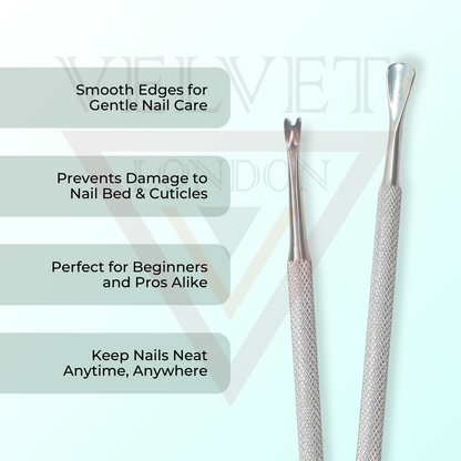 Cuticle Pusher Stainless Steel Dual Head Nail Scraper for uv Gel Nails 3pcs New
