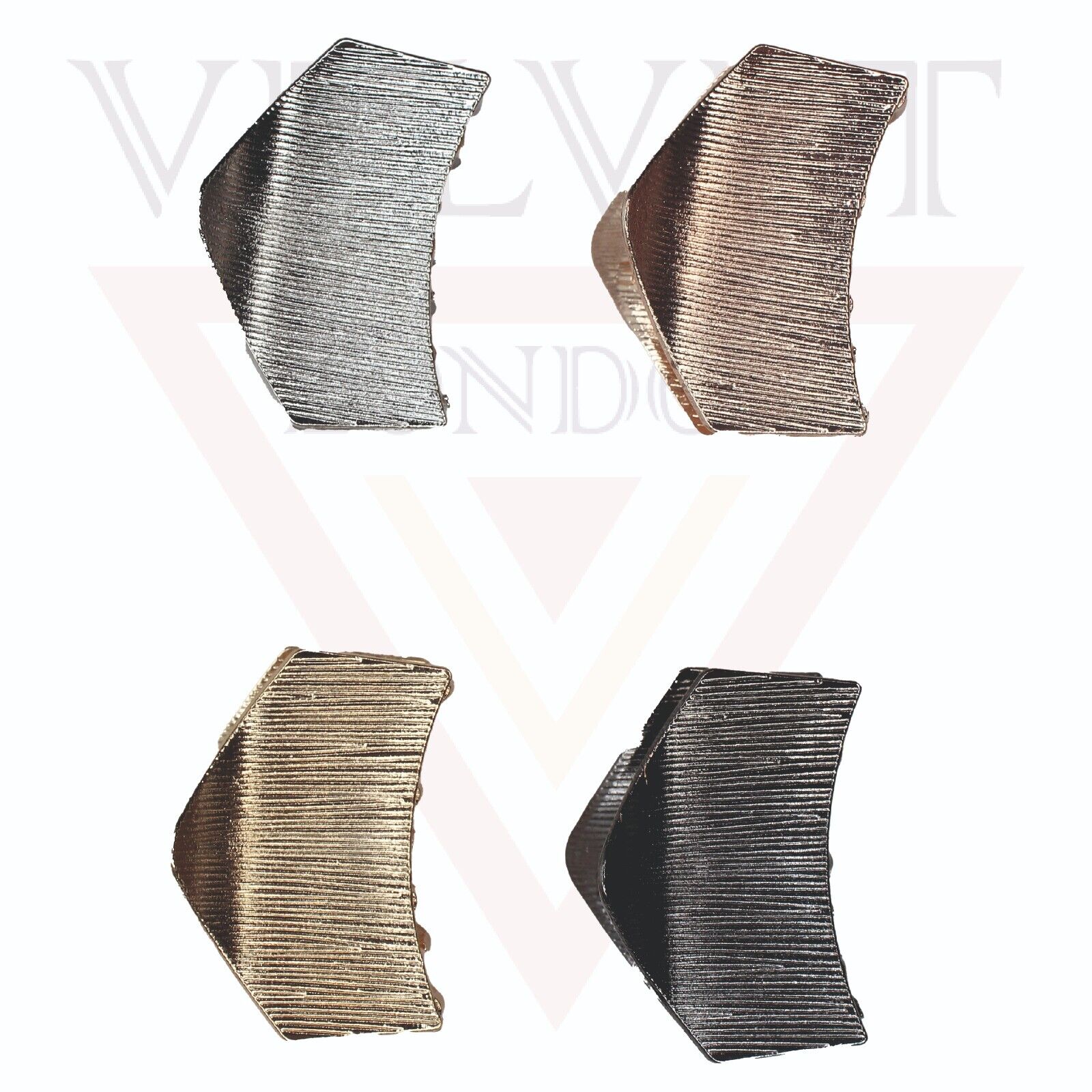 4x Lining Hair Claw Metal Pyramid Shape Hair Clips Jaw Clamp Strong Hold Hairpin