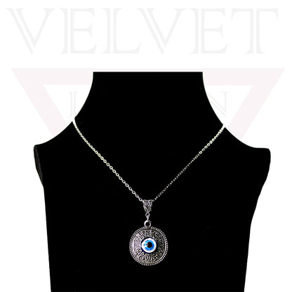 Fashion Silver Evil Eye Charm Pendant Chains Necklace Stylish Oxidised Beachwear