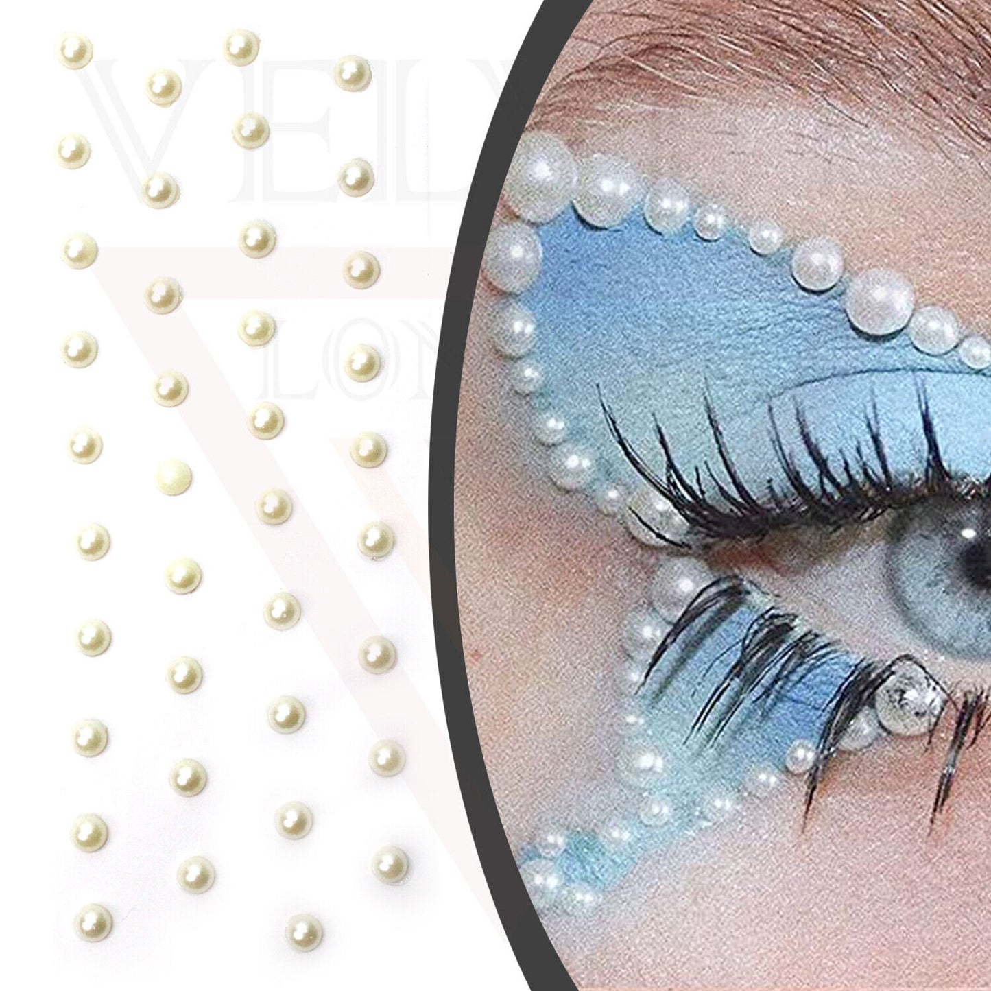 White Pearl Bindi Forehead Round Nail Stickers Eyes Temporary Tattoos Tikka