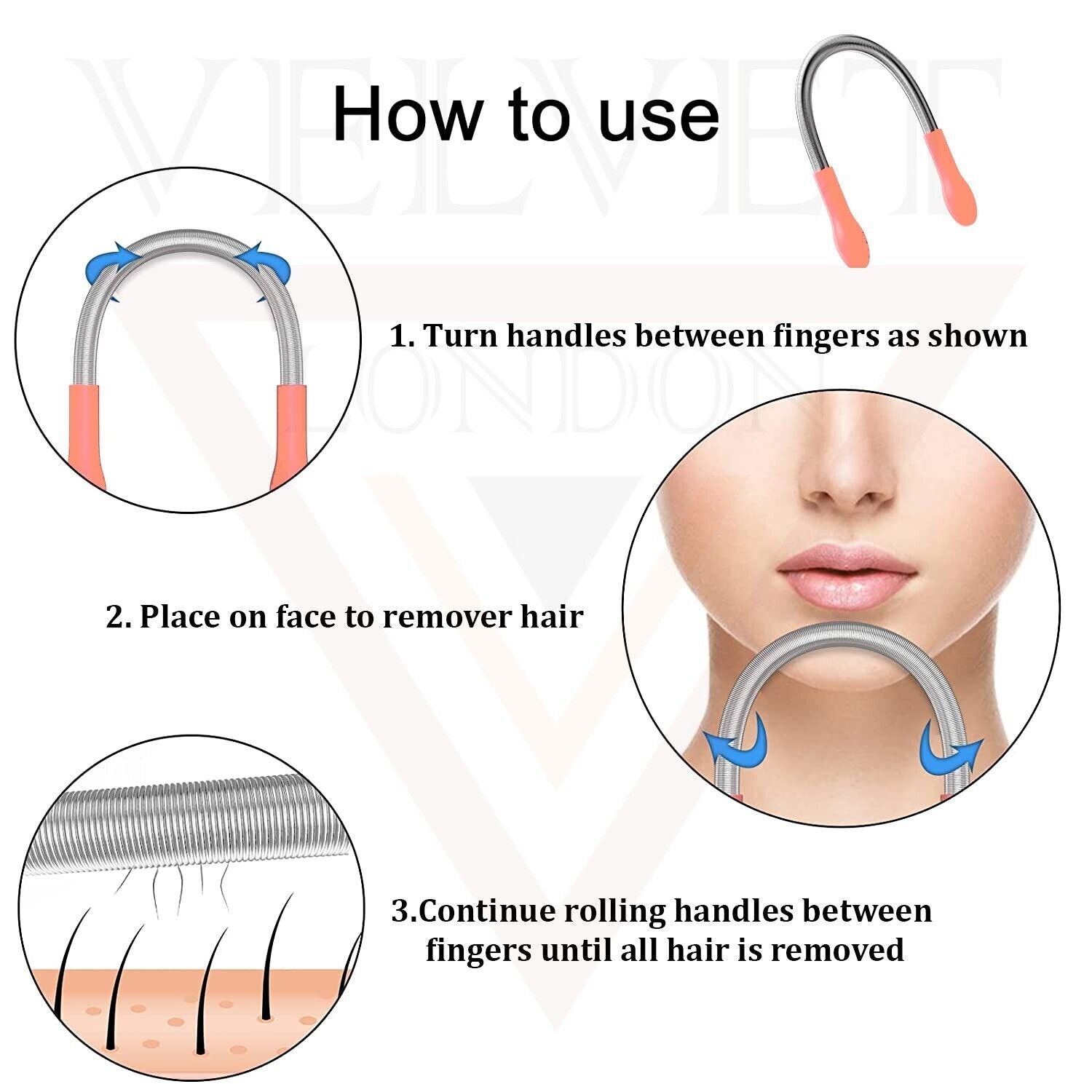 3x Hair Removal Spring Portable Wax Kit Eyebrow Face Epilator Threading Tool
