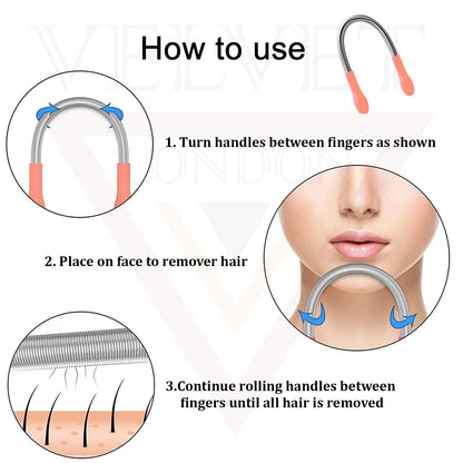3x Hair Removal Spring Portable Wax Kit Eyebrow Face Epilator Threading Tool