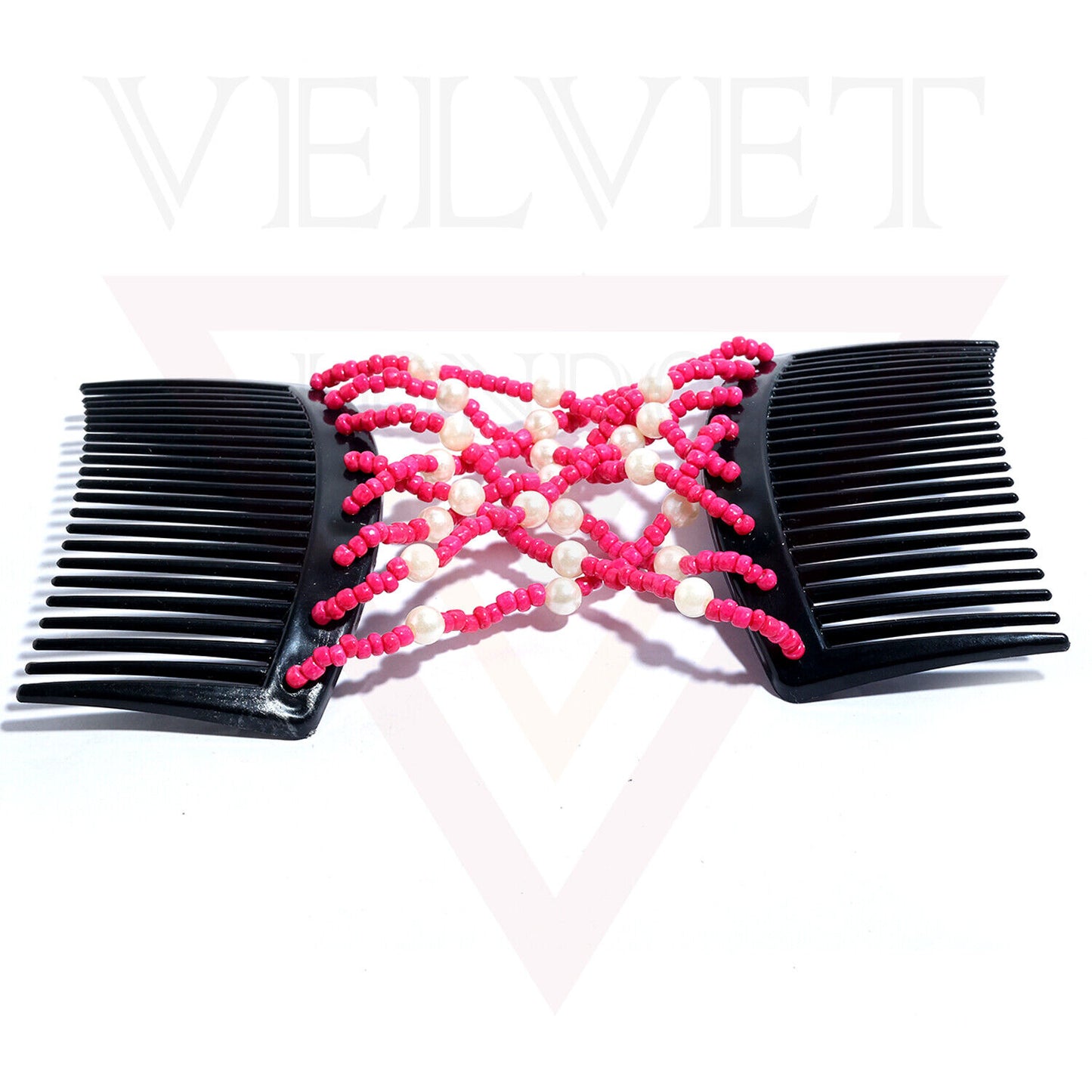 Hair Double Clips Beads Pearl Hair Comb Slides Magic Hair Combs Stretchy Clip UK