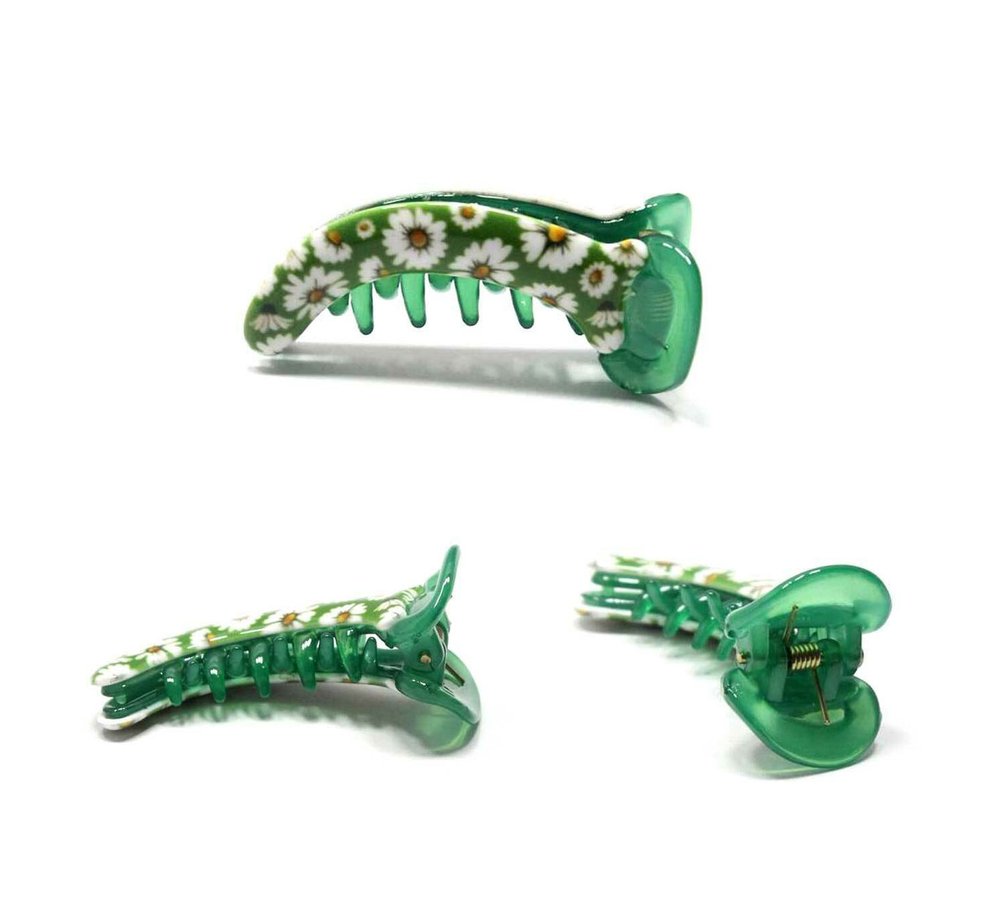 Non-slip Floral Mirchi Clips Flower Print Banana Clip Fishtail Ponytail Holder 