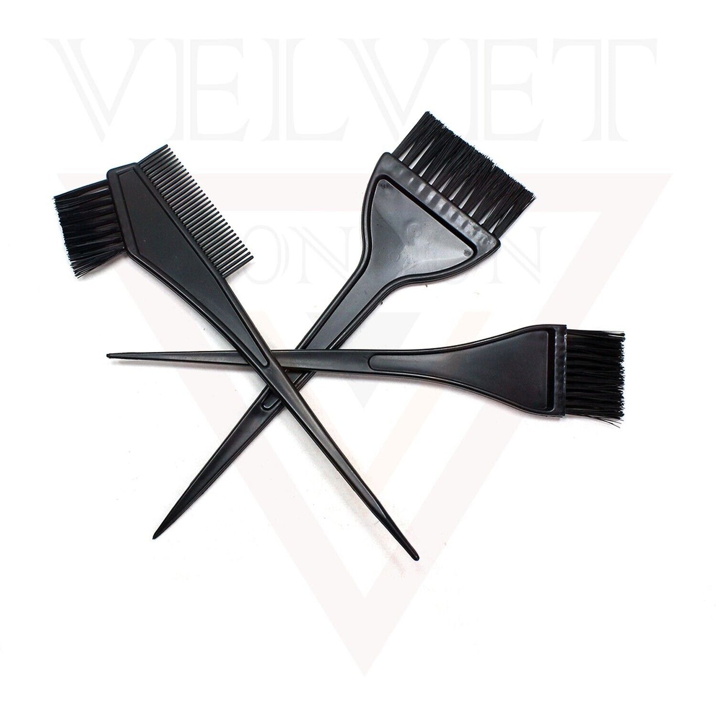 3x Hair Coloring Black Brushes Salon Hair Dying Combs Double-sided Brushes Sets