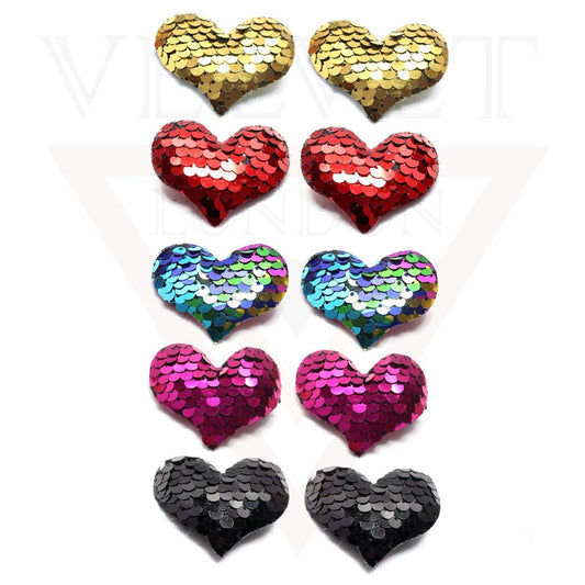 10x Hair Clips Heart Shape Clips Metal Snap Barrettes Sparkly Sequins Hairpins