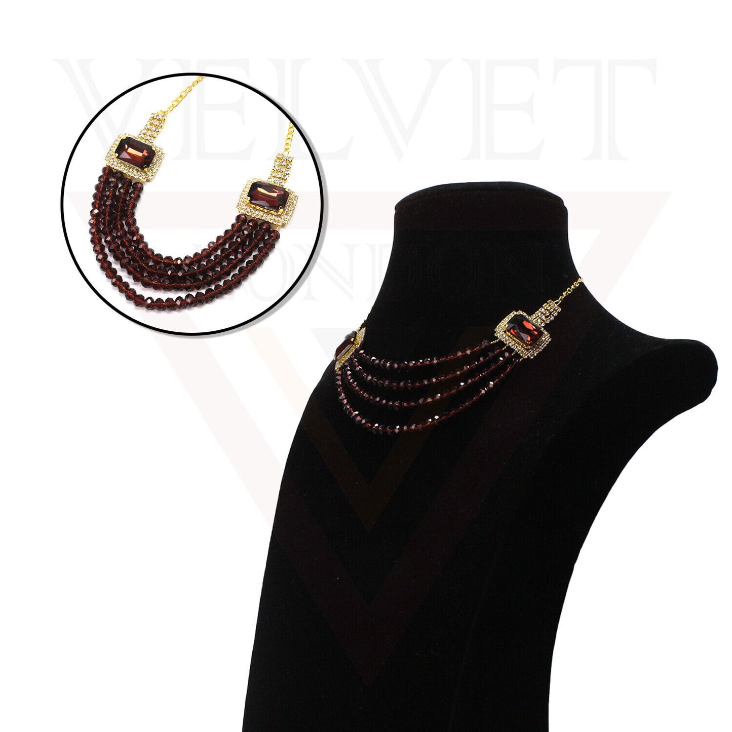 Necklace Pearl Earrings Set Crystal Choker multilayer Beads Girls Jewellery Sets