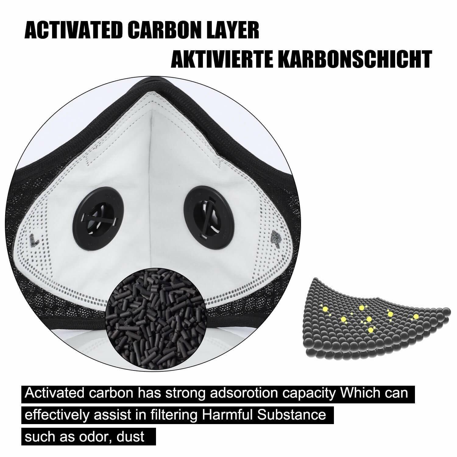 Mask Dustproof Sports Printed Anti-Pollution Mask Filter Replaceable Carbon