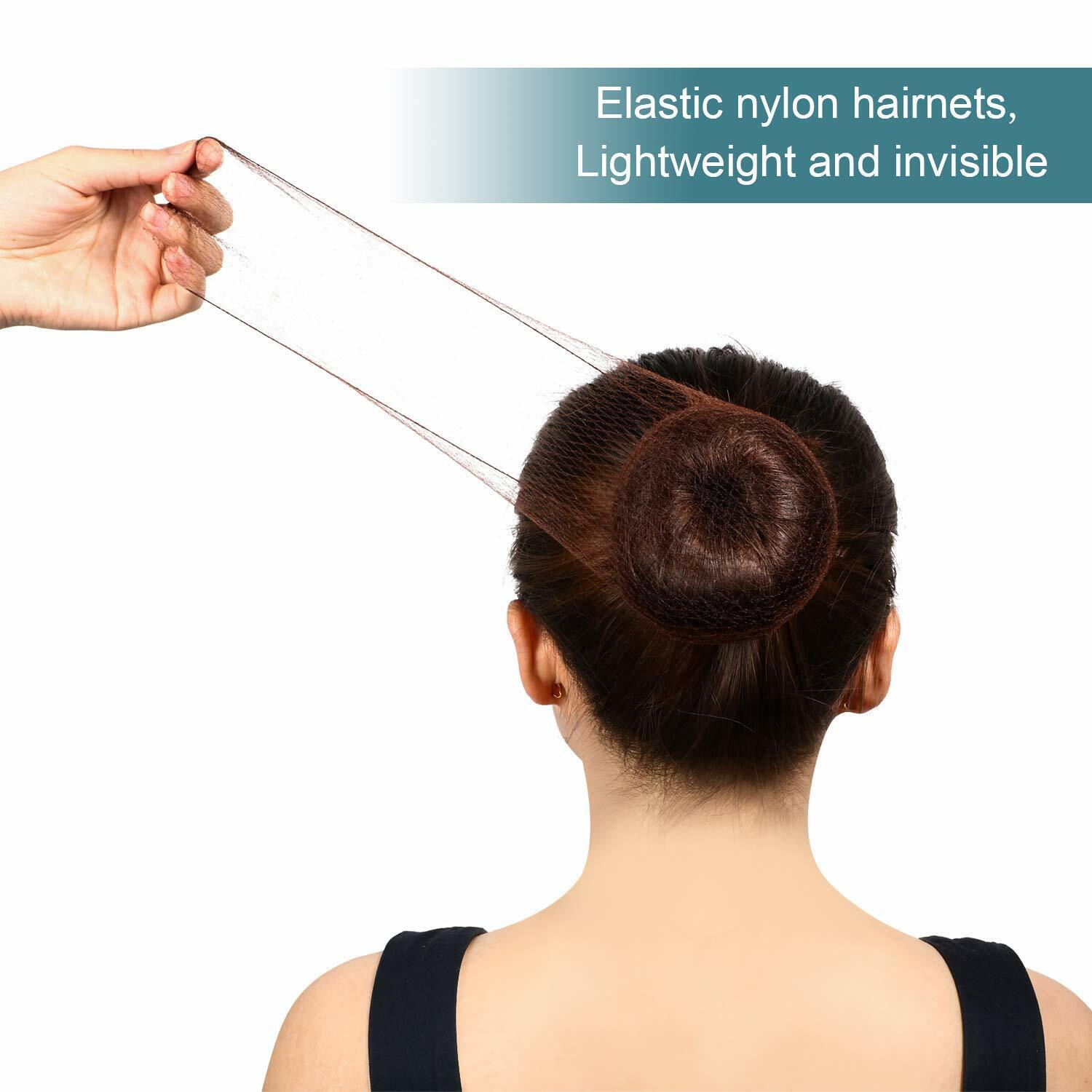 6x Invisible Hair Nets Elastic Edge Fine Mesh Bun Cover Styling Hair Bun Net
