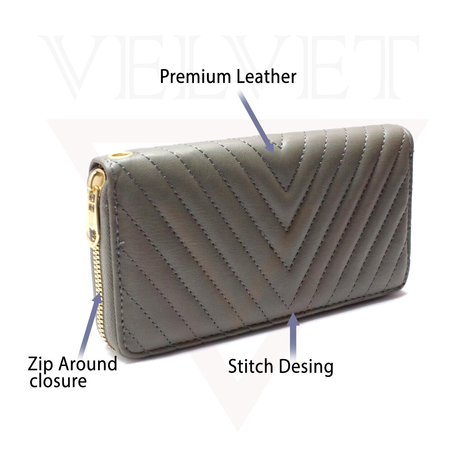 Fashion Leather Purse Handbags Coinpouch Zipper Wallet Girl Luxury Clutch Bag