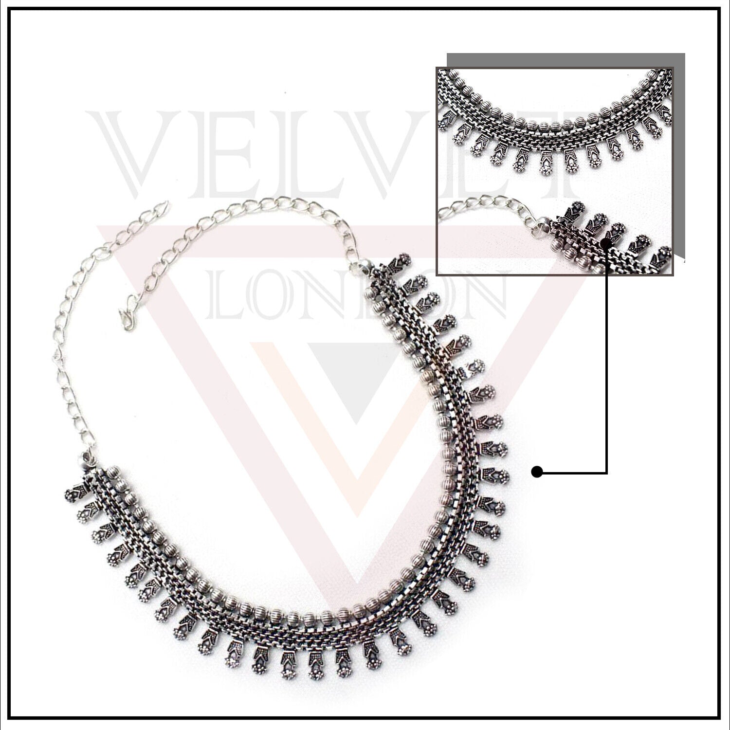 Tribal Antique German Silver Oxidized Traditional Necklace Boho Choker Ethnic UK