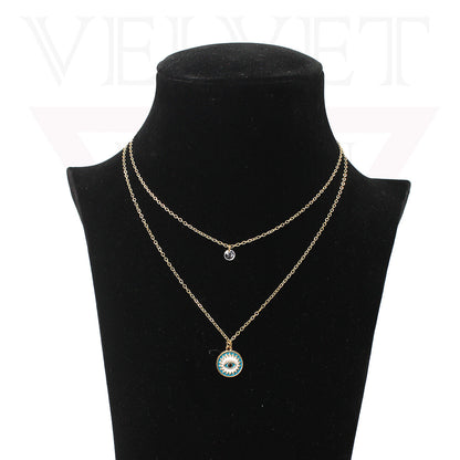 Trendy Golden Multi Layer Chain Necklace Oxidised Evil Eye Pendant Beachwear