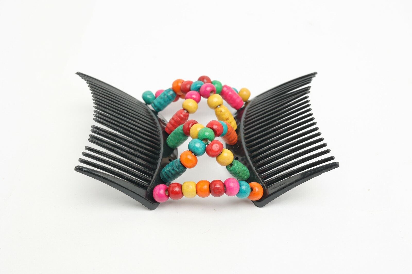 Wooden Beads Magic Hair Combs Stretchy Double Hair Elastic Clips Styling Tool UK