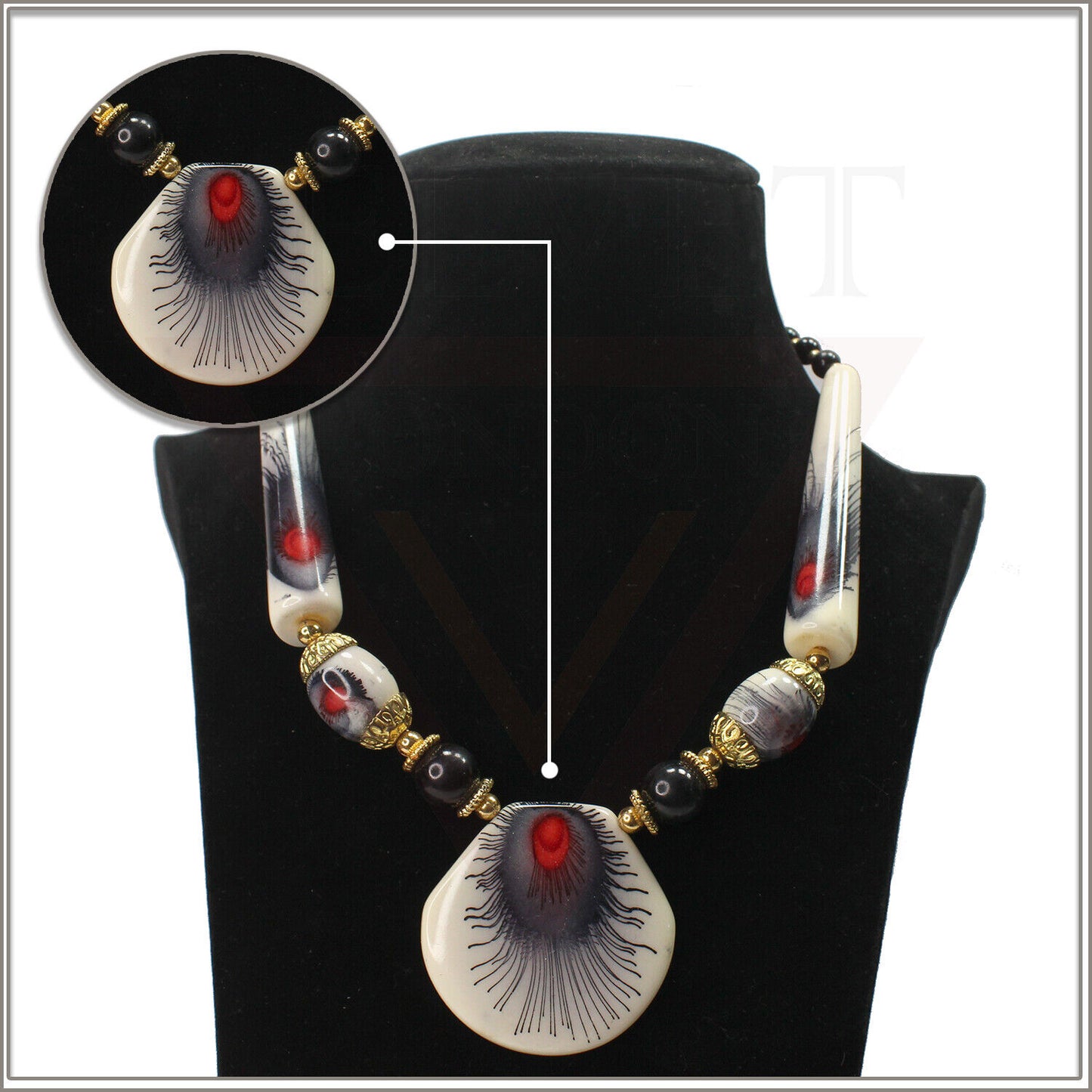 Tribal Colourful Beaded Traditional Necklace Pendant With Earrings Boho Ethnic