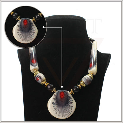Tribal Colourful Beaded Traditional Necklace Pendant With Earrings Boho Ethnic