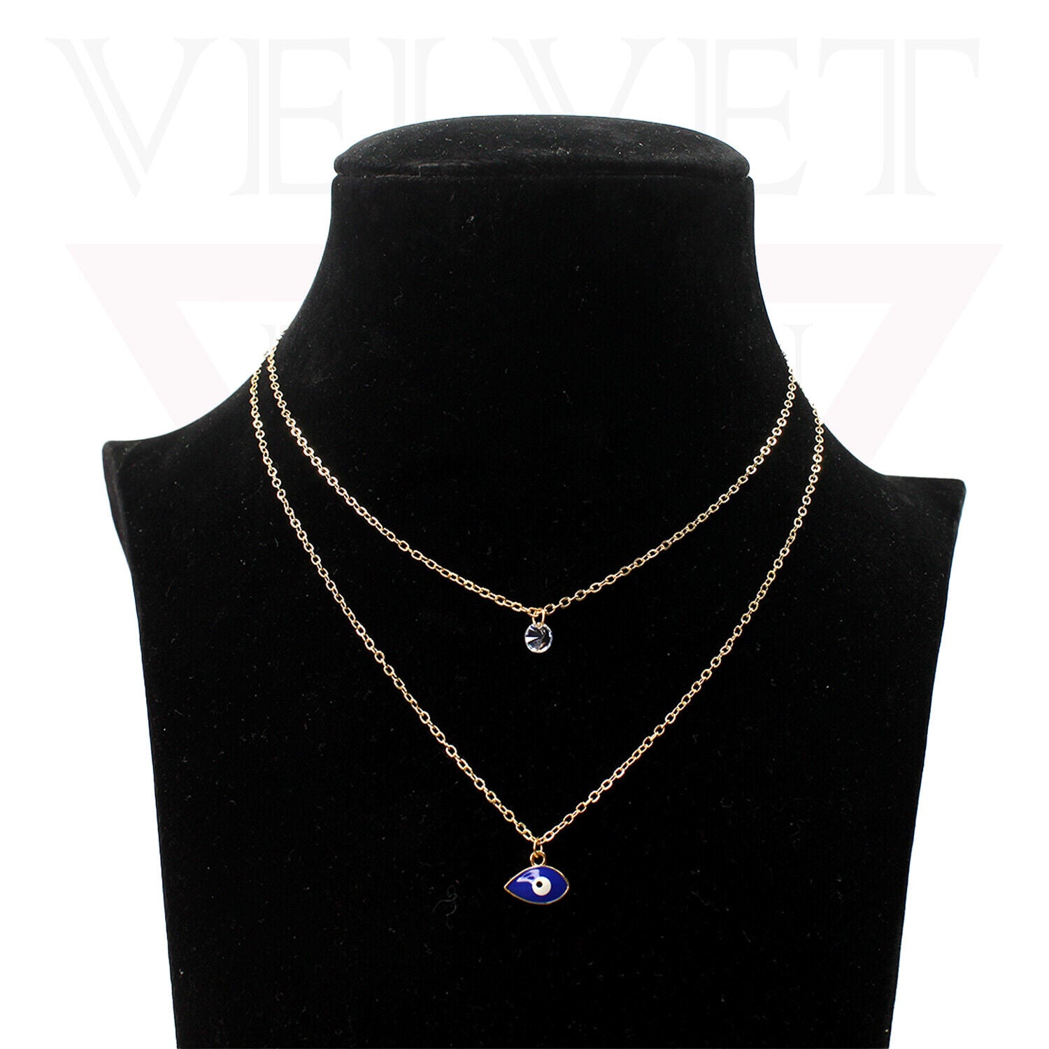 Trendy Golden Multi Layer Chain Necklace Oxidised Evil Eye Pendant Beachwear