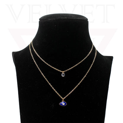 Trendy Golden Multi Layer Chain Necklace Oxidised Evil Eye Pendant Beachwear