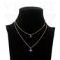 Trendy Golden Multi Layer Chain Necklace Oxidised Evil Eye Pendant Beachwear