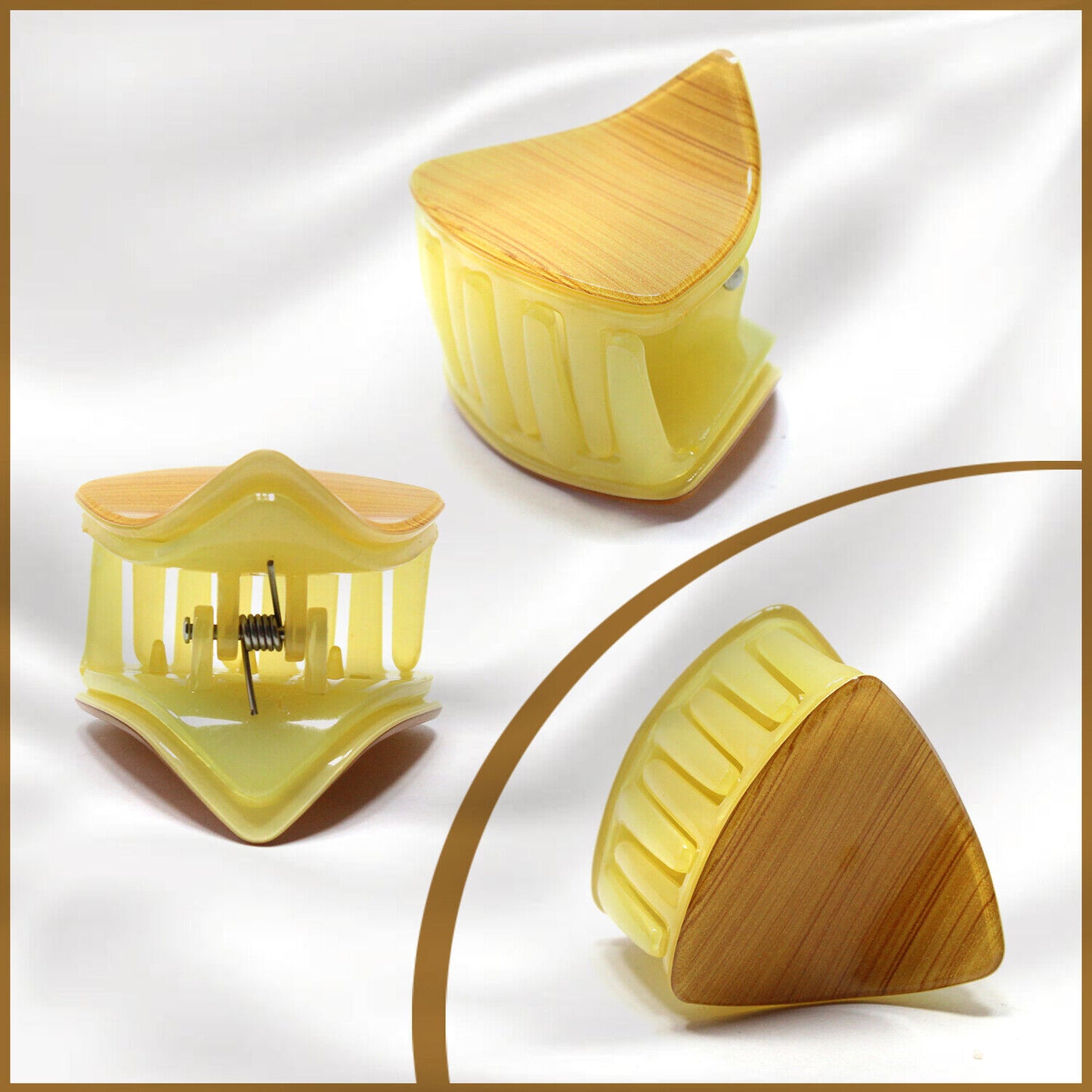 Hair Claw Clips Wooden Effect Clamp Tringle Shape Hairpin Butterfly Barrette