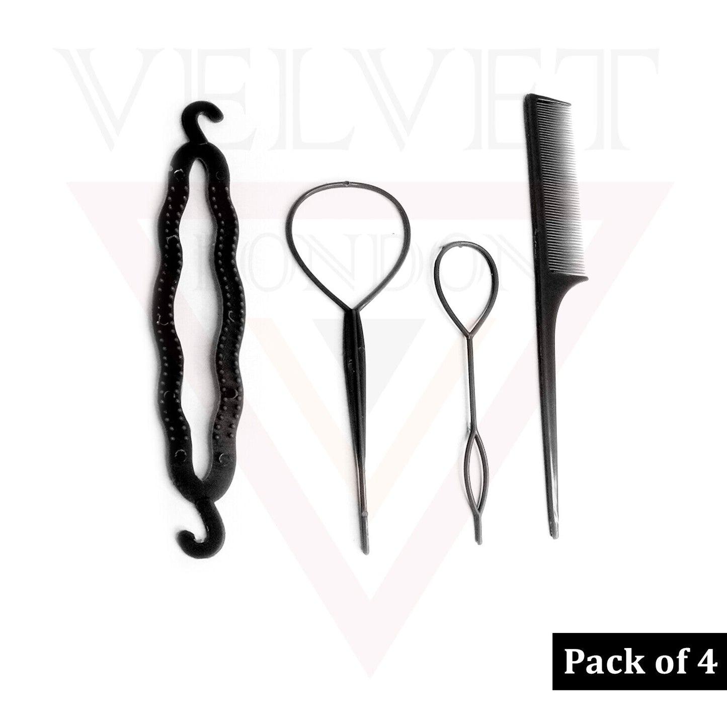 4Pcs Hair Bun Maker Styling Tools Hair Braid Ponytail Loop Maker Topsy Tools