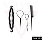 4Pcs Hair Bun Maker Styling Tools Hair Braid Ponytail Loop Maker Topsy Tools