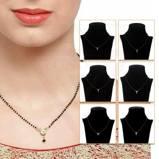 Gold Tone Indian Traditional Diamond Mangalsutra Pendant with Chain Jewellery 