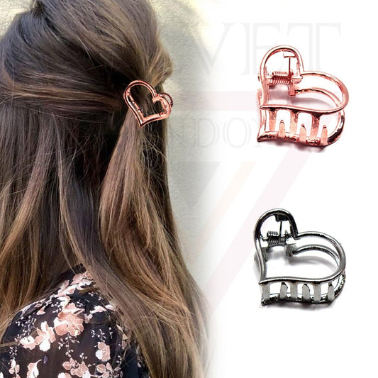 2x Metal Hair Claw Clips Small Heart Hair Clamp Barrette Heart Hairpins Barrette