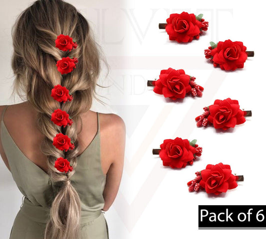 6x Hair Clips Flower Hair Pins Crocodle Clips Brooch for Party Travel Festival