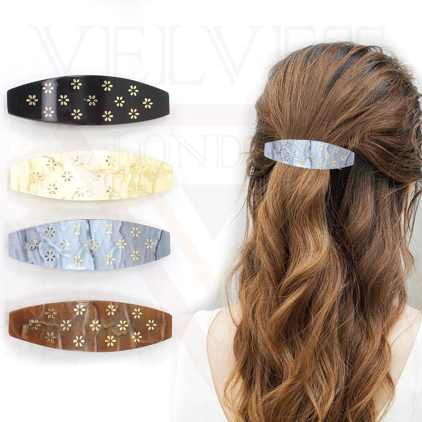 Hair Clips Snap Hair Barrettes Classic Automatic Acrylic Tortoise Flower Clips