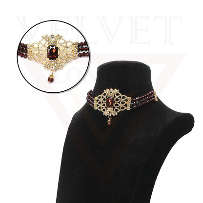 Necklace Earrings Set Crystal Pearl Choker Traditional Beads Girls Jewellery Set