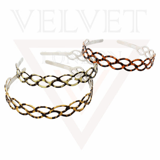 3x Headbands Infinity Shape Hair Bands Tiger Print Skinny Teeth Combs Hair Hoop