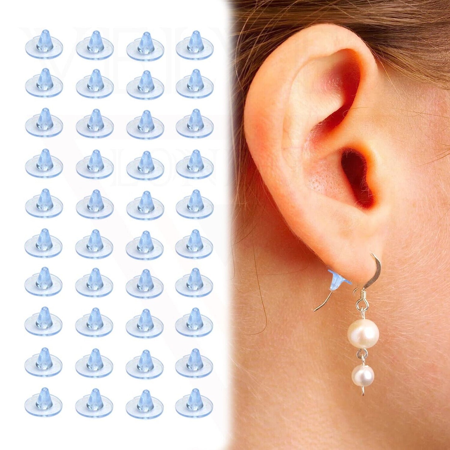 Earring Backs with Pad for Stud Earrings Blue Silicone Safety Back Stoppers