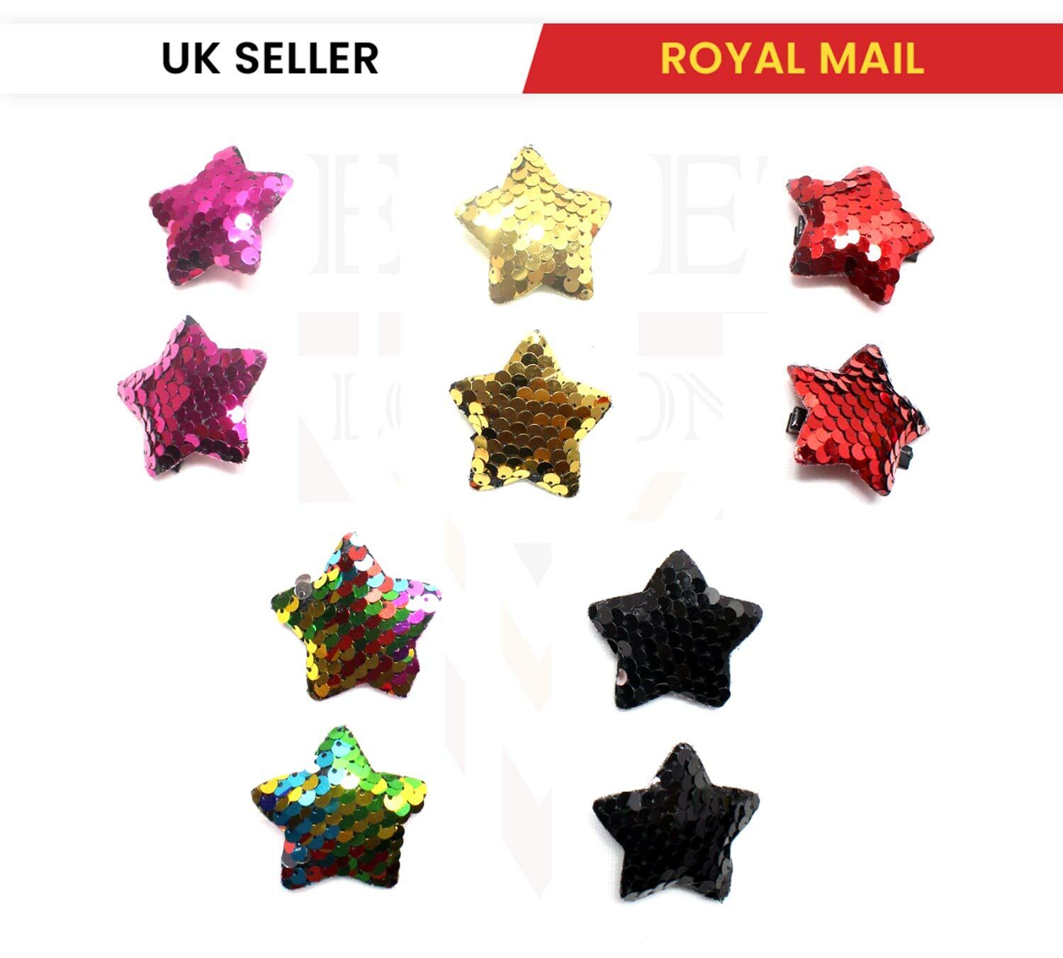 2x Star Shaped Cute Hair Clips Metal Snap Barrettes Babies Sparkly Hairpins