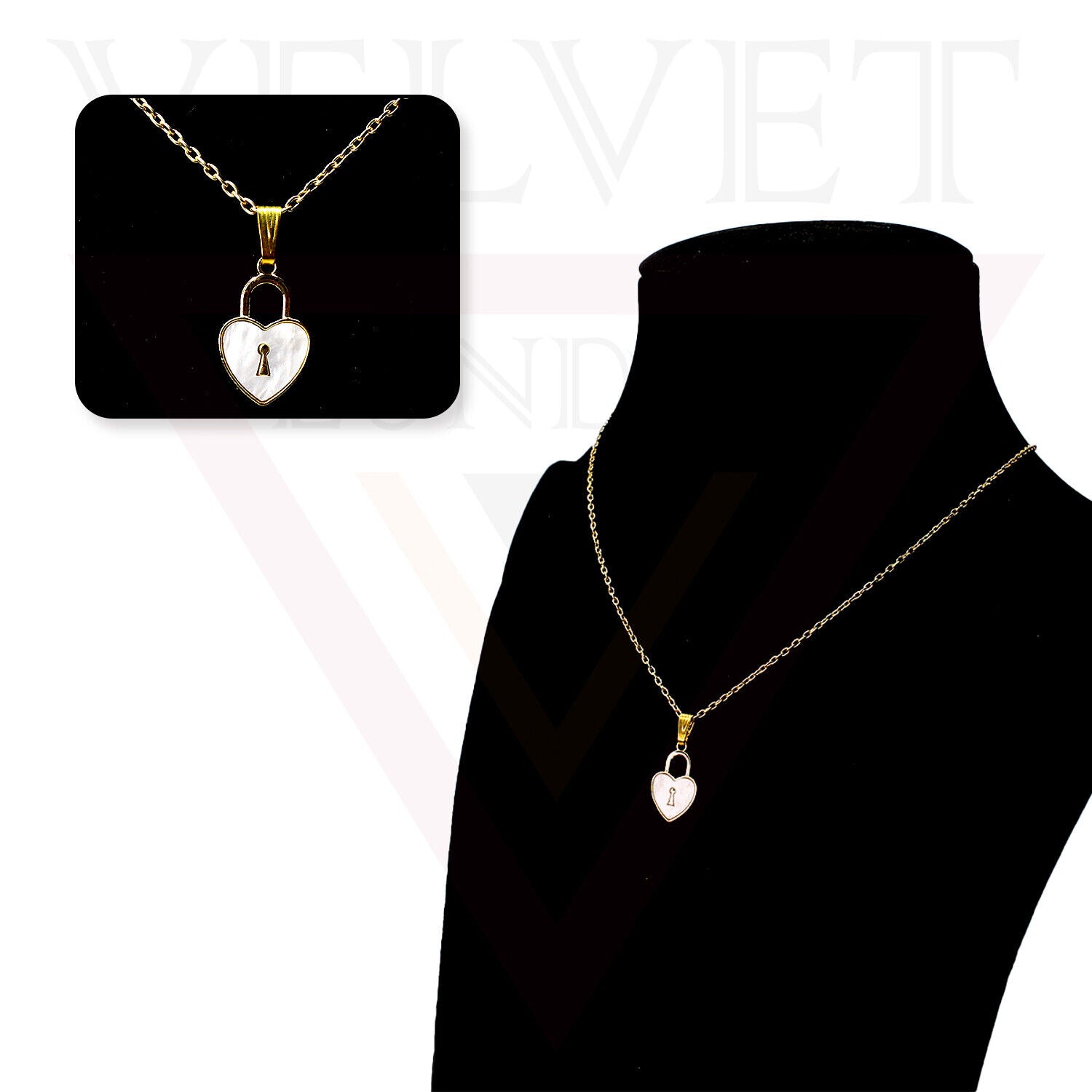 Heart Pendant Necklace Small Colour Lock Golden Chain Vintage Delicate Choker UK