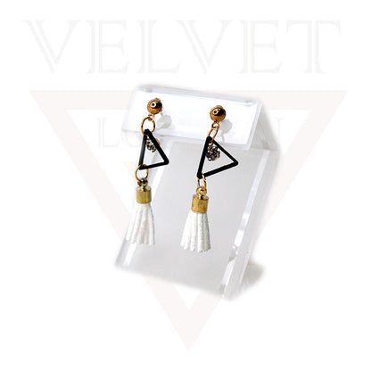 Stud Earrings Triangle Shape Rhinestone Long Tassel Hook Dangle Drop Earrings