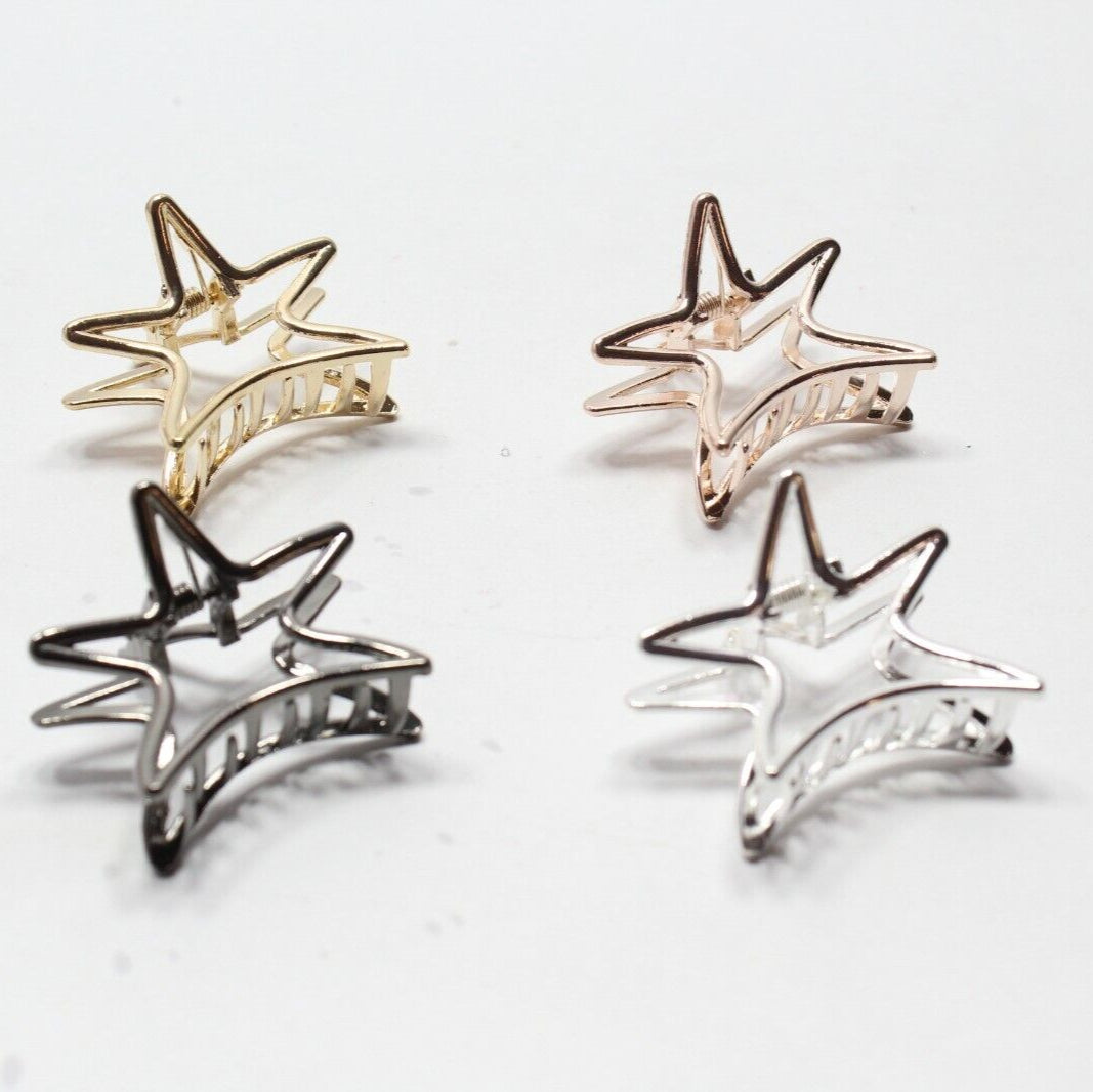 4x Hair Clamp Hair Claw Clips Star Metal Mini Hair Jaw Claw Barrattes Clutchers