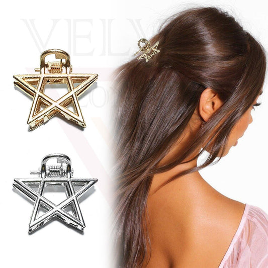 2x Metal Hair Claw Star Non-Slip Hair Jaw Clips Hairpins Strong Hold Accessories
