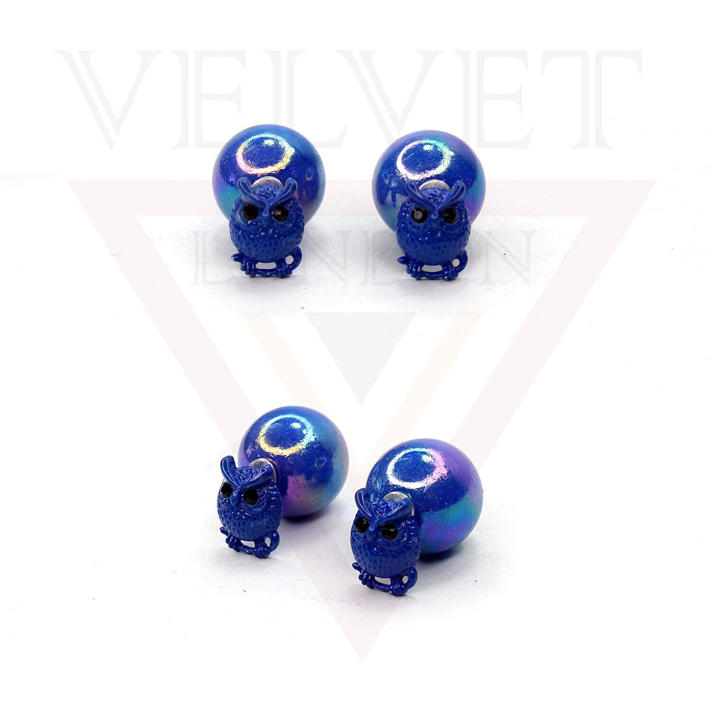 Owl Stud Earrings Pearl Double Sided Ear Studs Light Weight Cute Partywear