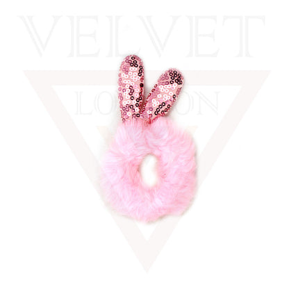 Scrunchies Fur Sequin Rabbit Ear Hair Bands Ponytail Holder Elastic Hair Ties