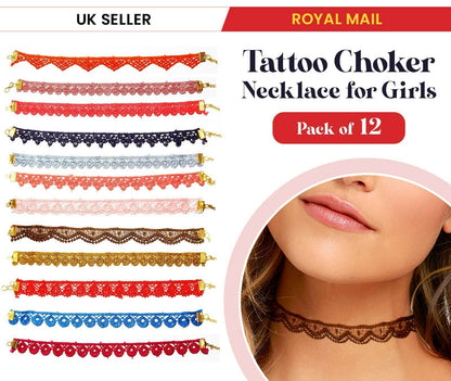 12x Choker Necklace Set Pattern Lace Retro Boho Vintage Classic Gothic Tattoo